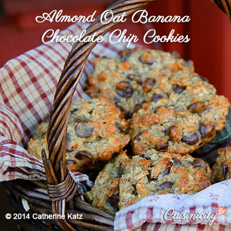 Almond Oat Banana Chocolate Chip Cookies